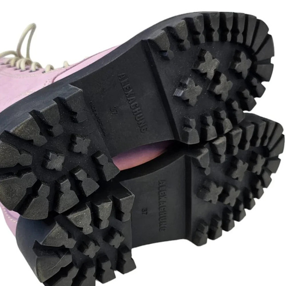 Alexa Chung Heavy Tread Platform Chunky Leather Boots Lilac Size 37 US 6.5 - Picture 4 of 10